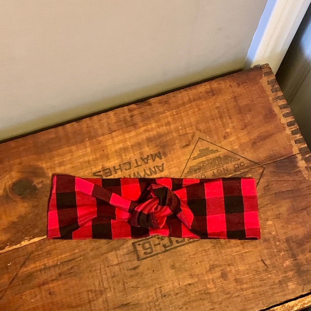 Elise + Elliot boutique red plaid headband